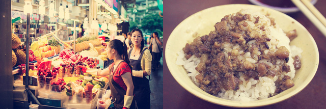 Outdoor Fruit Stand | Braised Pork & Sesame Chicken on Rice