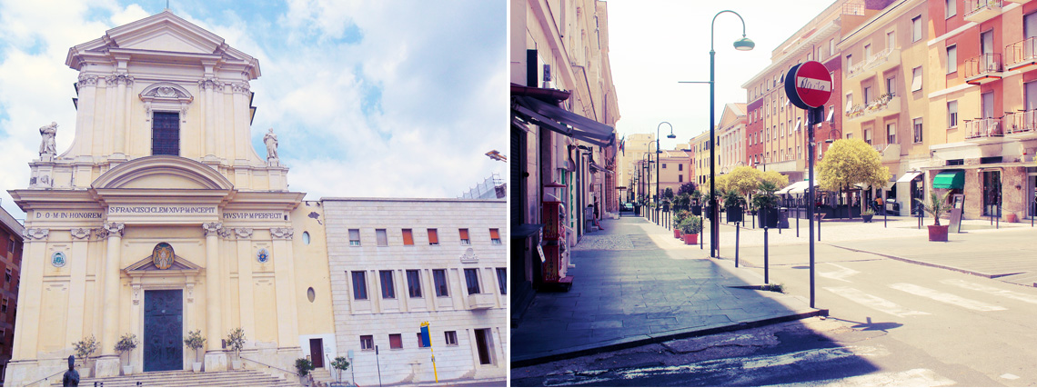 A glimpse of the St. Francis Cathedral and Corso Centocelle.