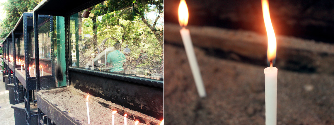 The candle lighting right outside the shrine where visitors can light their candle and say a prayer. , house of the virgin mary, modern chic magazine, historical, kusadasi
