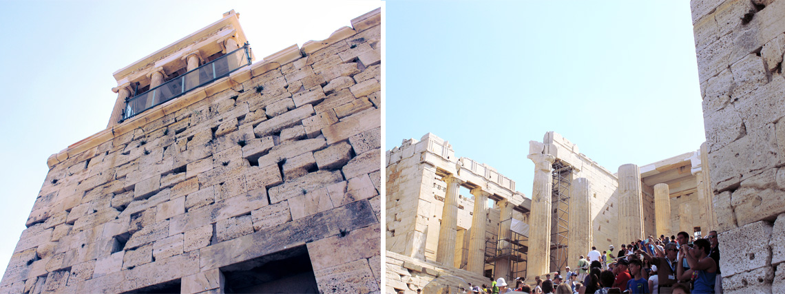 Passing through the Propylaea gateway at the Acropolis, modern chic magazine