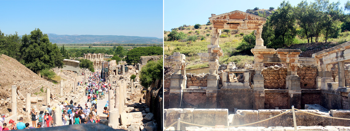 Walking along the ruins at Ephesus