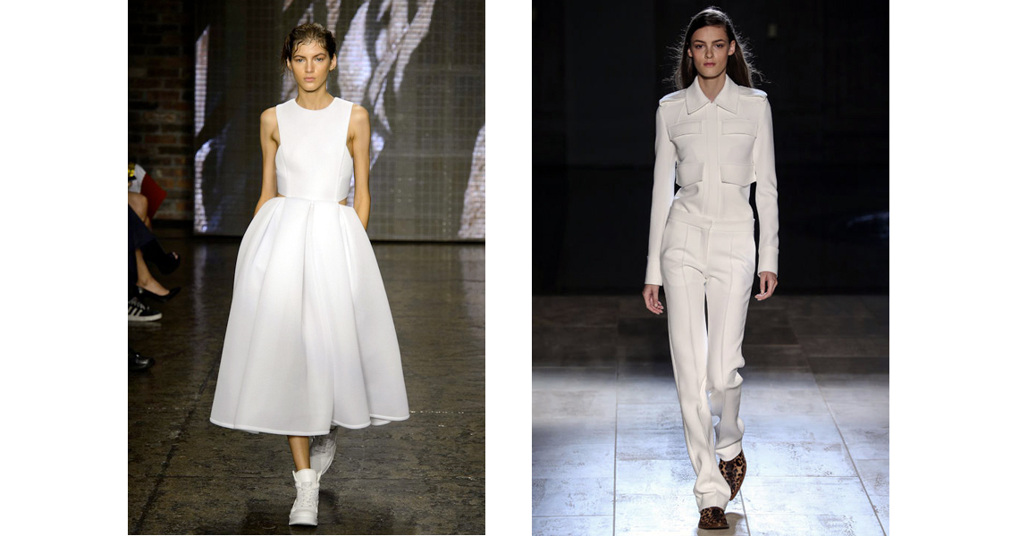 White on White: DKNY (on left) & Victoria Beckham (on right) , white, collection, spring,