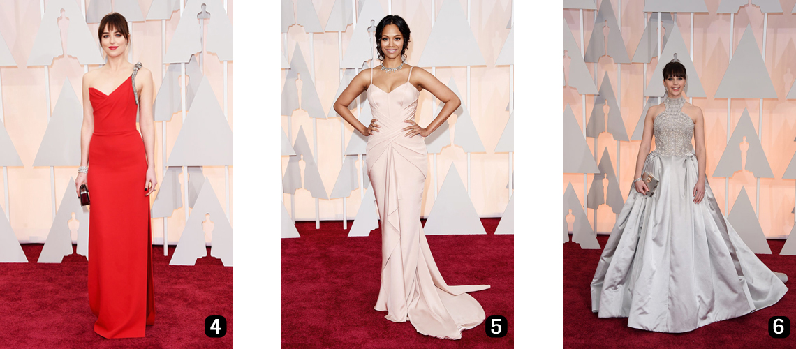 Dakota Johnson, Zoe Zaldana, Felicity Jones, OSCAR 2015, BEST DRESSED, MODERN CHIC MAGAZINE, FASHION, RED CARPET, ACCESS, VFSC