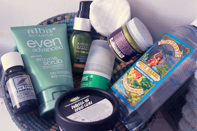 all natural, skincare routine, skincare, beauty products, leaping bunny, cruelty free, cruelty-free, peta, organic, alba botanica, indie lee, witch hazel, humphreys, elemental herbs, lush, yes to carrots, andalou naturals, summer, haul, bblogger, beauty brands, review, how to use, pinterest, bellashoot