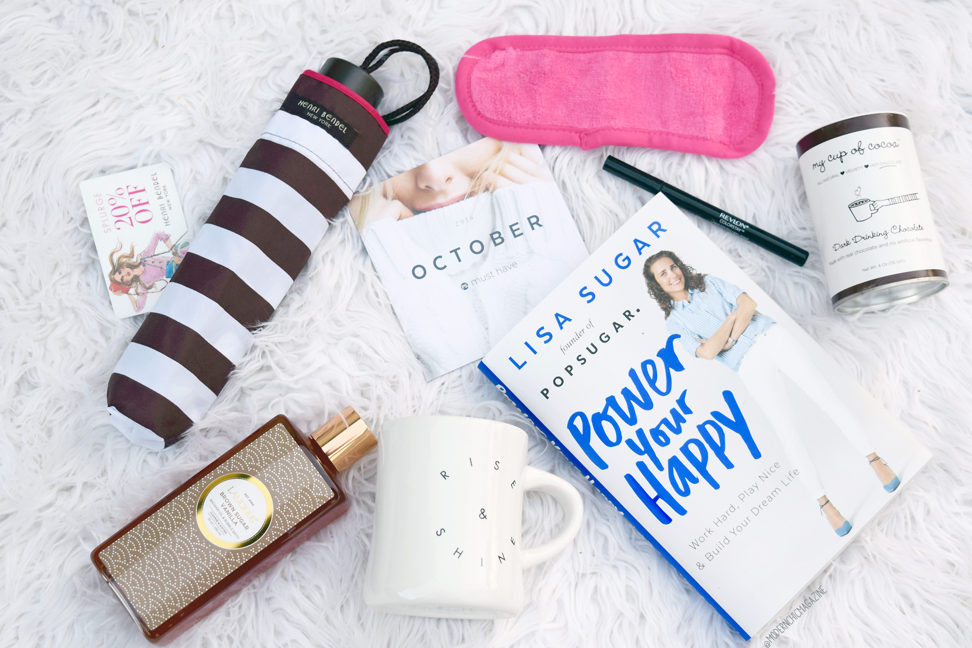 Popsugar, popsugar must have, Lisa Sugar, Power Your Happy, Makeup Eraser, Lalicious, My cup of Cocoa, Morning Culture, Henri Bendel, Revlon, beauty, bblogger, review, beauty review, lifestyle, fashion, Popsugar Must Have Box October 2016, blog, bellashoot, pinterest