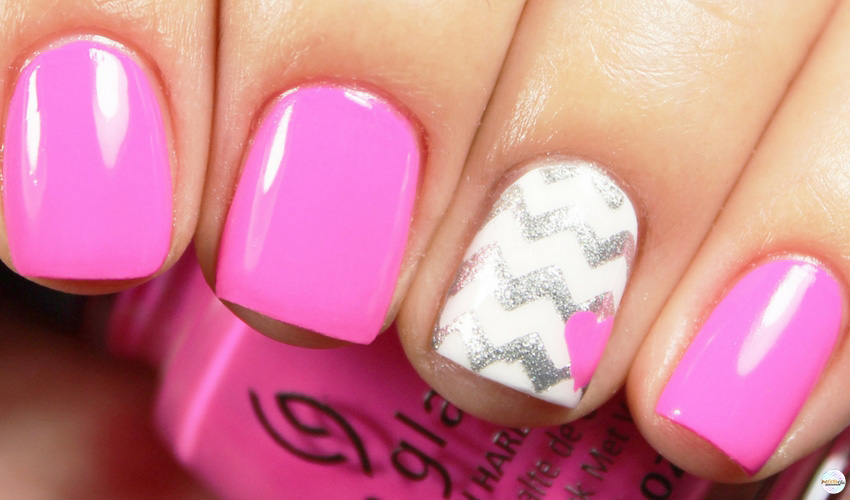 Nails, valentine’s day, galentine’s day, valentine’s Day nails, Galentine’s day nails, trends, nail trends, notd, manicure, beauty blogger, beauty, lifestyle, swatches, nail polish, Glisten and Glow, China Glaze, hearts, chevron, nail tutorial, mani, nail design, nailart, makeupaddict